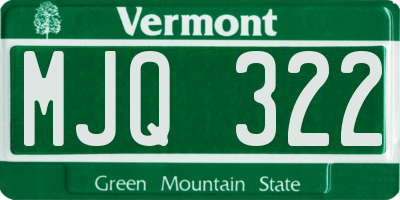 VT license plate MJQ322