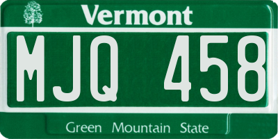 VT license plate MJQ458