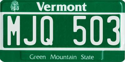 VT license plate MJQ503