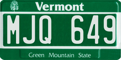 VT license plate MJQ649