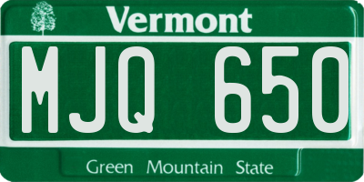 VT license plate MJQ650