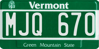 VT license plate MJQ670