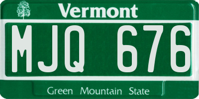 VT license plate MJQ676