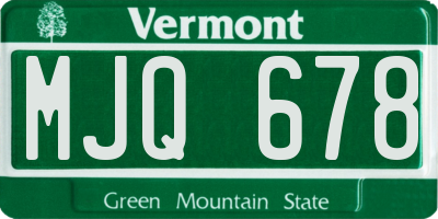VT license plate MJQ678