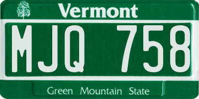 VT license plate MJQ758