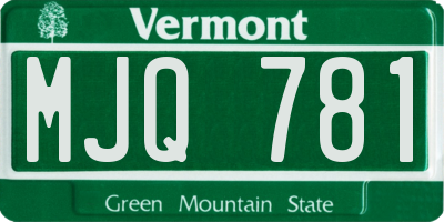 VT license plate MJQ781