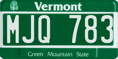VT license plate MJQ783