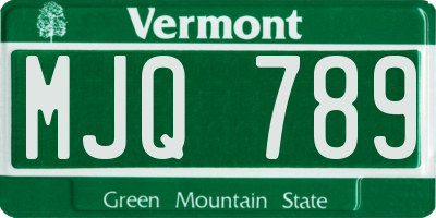 VT license plate MJQ789