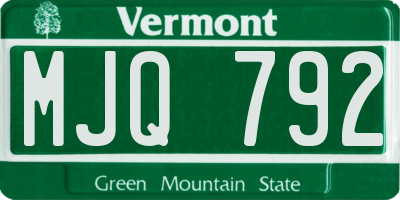 VT license plate MJQ792