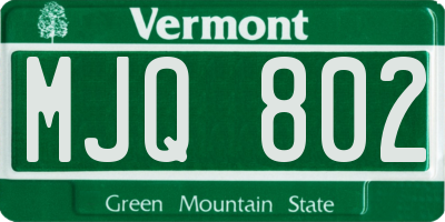 VT license plate MJQ802