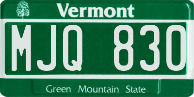 VT license plate MJQ830