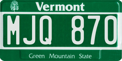 VT license plate MJQ870