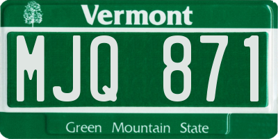 VT license plate MJQ871
