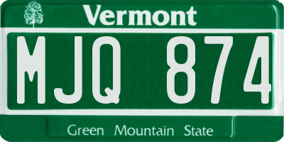 VT license plate MJQ874