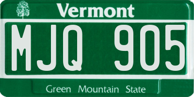 VT license plate MJQ905