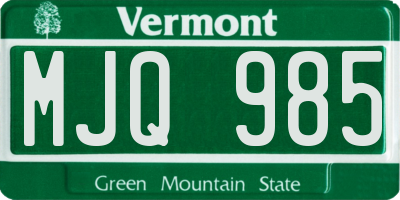 VT license plate MJQ985