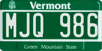 VT license plate MJQ986