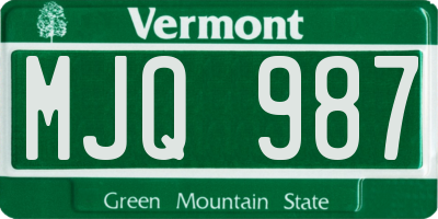 VT license plate MJQ987