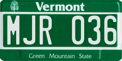 VT license plate MJR036