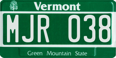 VT license plate MJR038