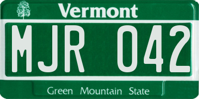 VT license plate MJR042