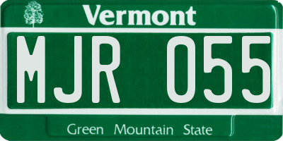 VT license plate MJR055