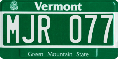 VT license plate MJR077