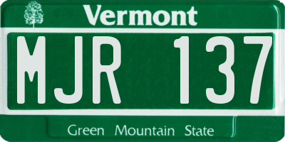 VT license plate MJR137