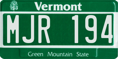 VT license plate MJR194