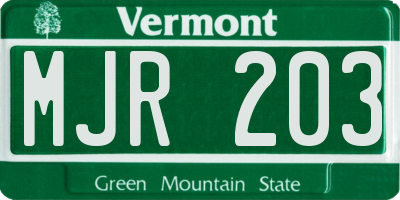 VT license plate MJR203