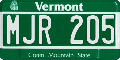 VT license plate MJR205