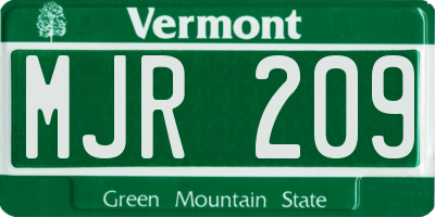 VT license plate MJR209