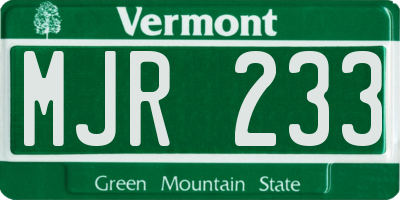 VT license plate MJR233