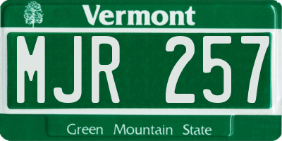 VT license plate MJR257