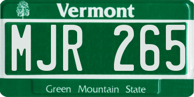 VT license plate MJR265