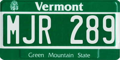 VT license plate MJR289