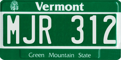 VT license plate MJR312