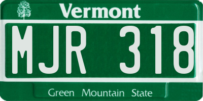 VT license plate MJR318