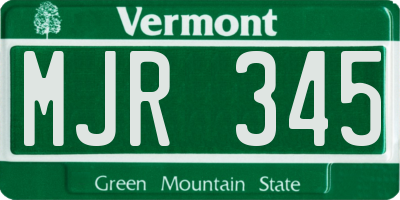 VT license plate MJR345