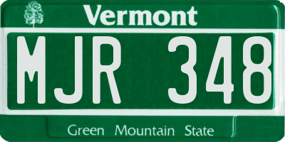 VT license plate MJR348