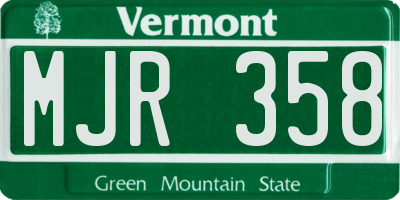 VT license plate MJR358