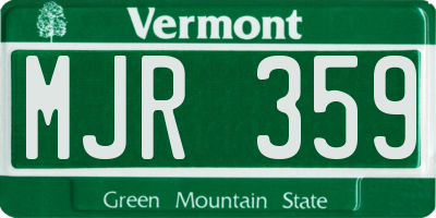 VT license plate MJR359