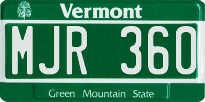 VT license plate MJR360