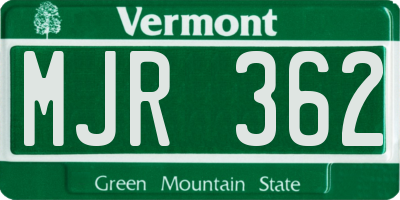 VT license plate MJR362