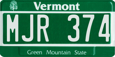 VT license plate MJR374