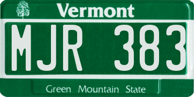 VT license plate MJR383