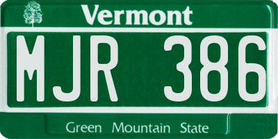 VT license plate MJR386