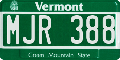 VT license plate MJR388