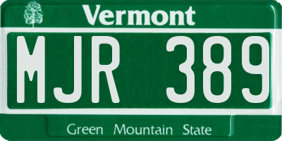 VT license plate MJR389