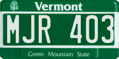 VT license plate MJR403